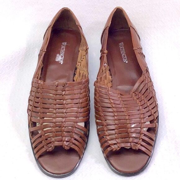 Worthington Open Toe Leather Huaraches Slip On Shoes - Picture 3 of 13